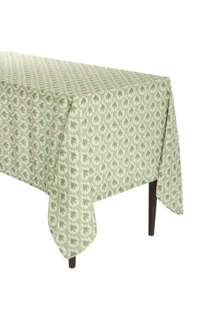 Shop Moda Domus Lily Of The Valley Printed Linen Tablecloth 70 X 126" In Green