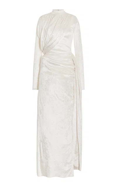 Shop Burc Akyol Crushed Velvet Maxi Dress In White