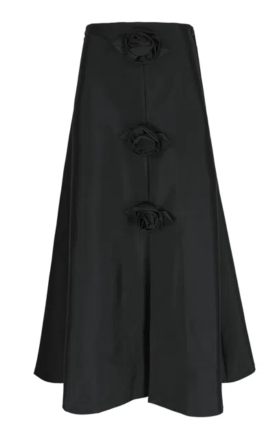 Shop Bernadette Rosette Midi Dress In Black