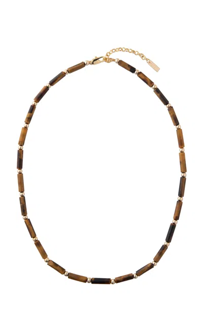 Shop Eliou Erec Gold-plated Tiger Eye Necklace In Brown