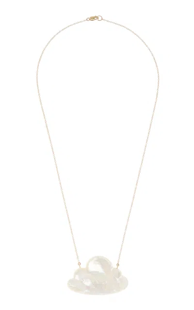 Annette Ferdinandsen Large 14k Yellow Mother Of Pearl And Diamond Necklace In White