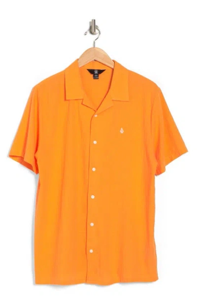 Shop Volcom Stone Break Water Camp Shirt In Summer Orange