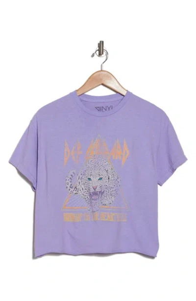 Shop Vinyl Icons Def Leppard Cotton Crop Graphic T-shirt In Purple