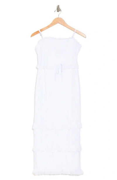 Shop Bebe Lace Ruffle Maxi Dress In White
