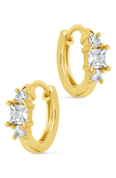 Sterling Forever Kendall Cubic Zirconia Huggie Hoop Earrings In Gold
