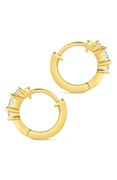Sterling Forever Kendall Cubic Zirconia Huggie Hoop Earrings In Gold