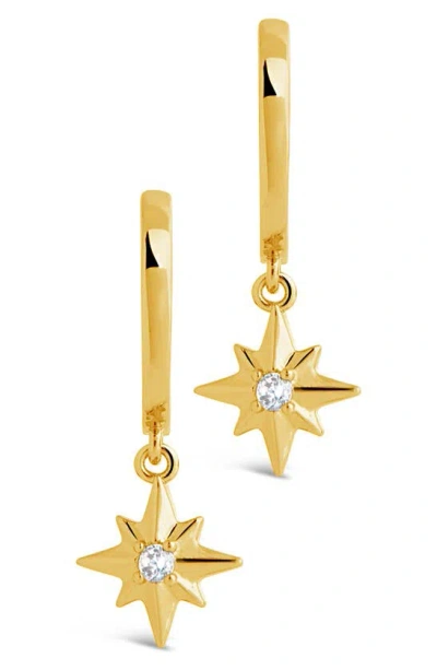 Shop Sterling Forever Navy Charm Huggie Hoop Earrings In Gold