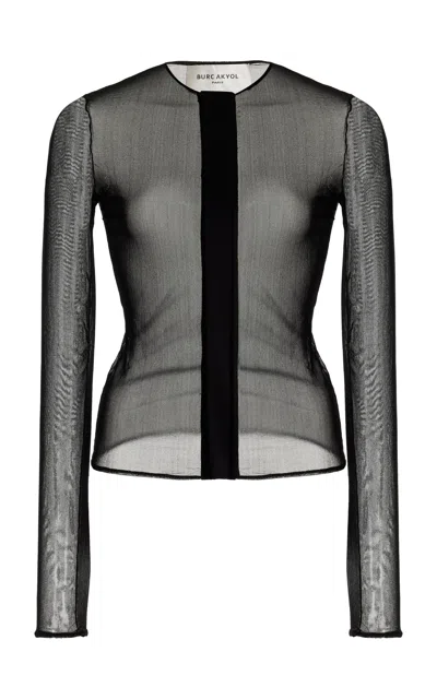 Shop Burc Akyol Sheer Silk-blend Cardigan In Black