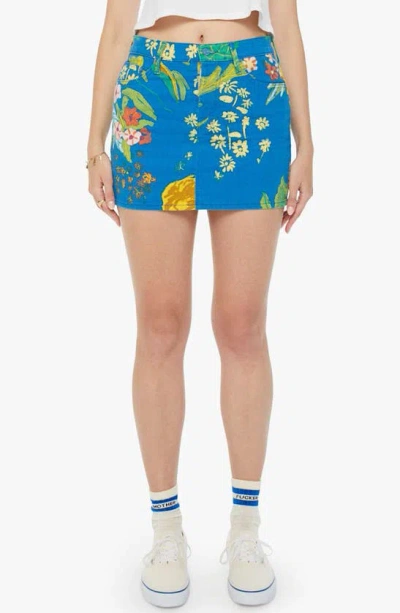 MOTHER MOTHER THE VAGABOND FLORAL PRINT DENIM MINISKIRT 