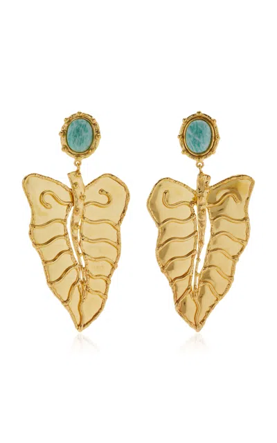 Shop Sylvia Toledano Botanica Gold-plated Amazonite Clip Earrings