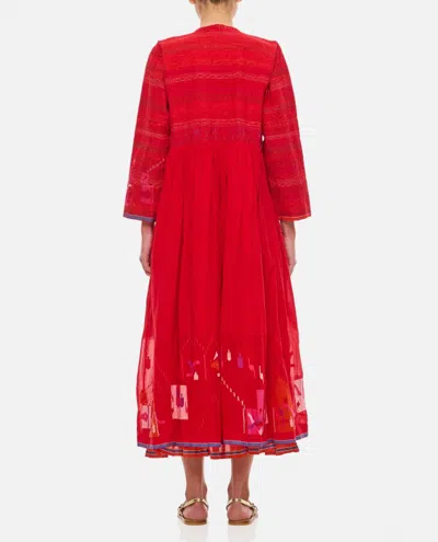 Shop Injiri Cotton Midi Dress In Red