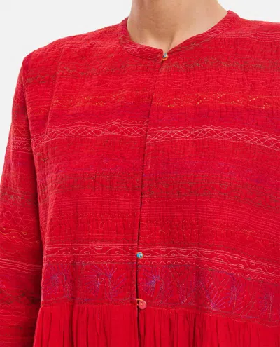 Shop Injiri Cotton Midi Dress In Red