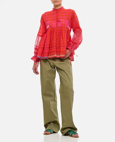 Shop Injiri Cotton And Silk Blouse In Red
