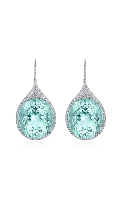 Shop Mindi Mond Exclusive Paraiba 18k White Gold; Diamond And Tourmaline Earrings In Blue