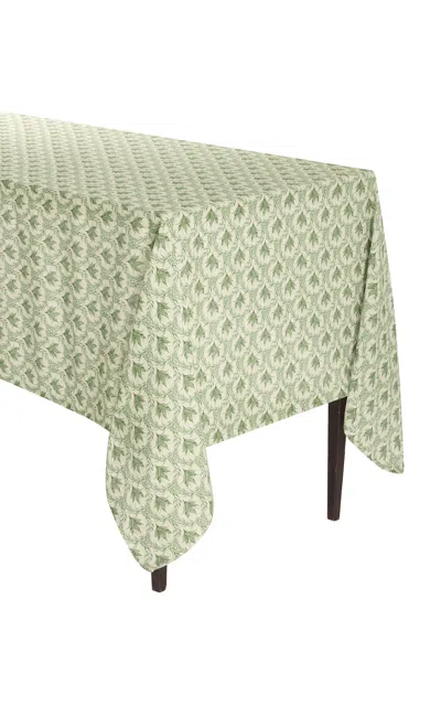 Shop Moda Domus Lily Of The Valley Printed Linen Tablecloth 70 X 144" In Green