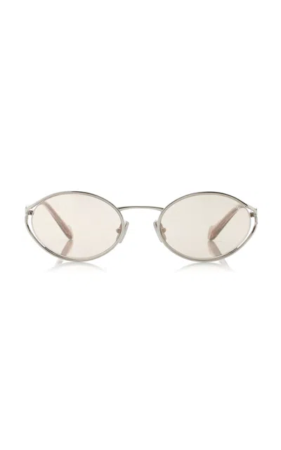 Shop Miu Miu Round-frame Metal Sunglasses In Silver