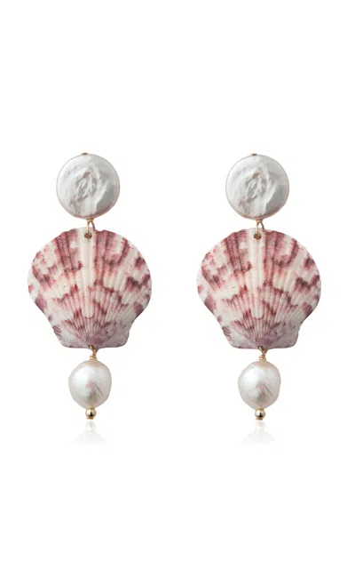 Shop Eliou Ilha Pearl And Shell Earrings In White