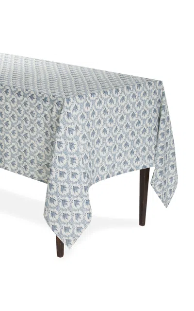 Shop Moda Domus Lily Of The Valley Printed Linen Tablecloth 70 X 108" In Blue