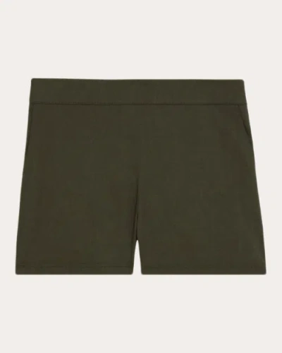 Theory Good Tab Waist Linen Blend Shorts In Green