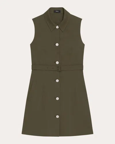 Shop Theory Women's Belted Military Dress In Green
