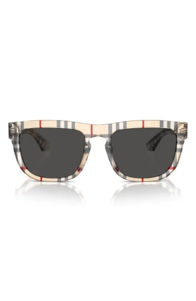 Shop Burberry 56mm Square Sunglasses In Rubber Gunmetal