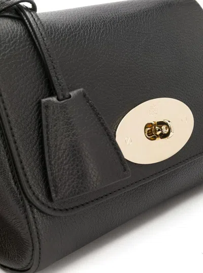 Shop Mulberry 'lilly' Black Shoulder Bag With Twist Lock Closure In Leather Woman