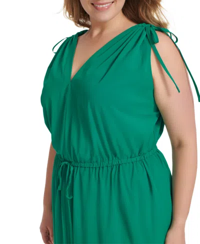Shop Calvin Klein Plus Size V-neck Sleeveless Tiered Midi Dress In Meadow