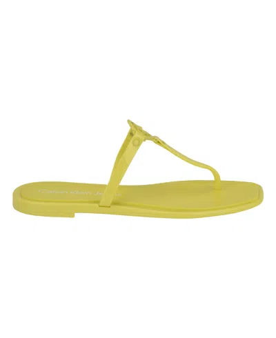 Shop Calvin Klein Women's Edhen Open-toe Jelly Thong Sandals In Yellow