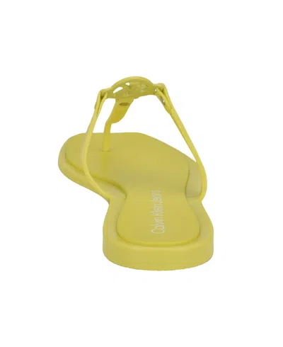 Calvin Klein Women's Edhen Logo T-strap Flat Jelly Sandals In Black