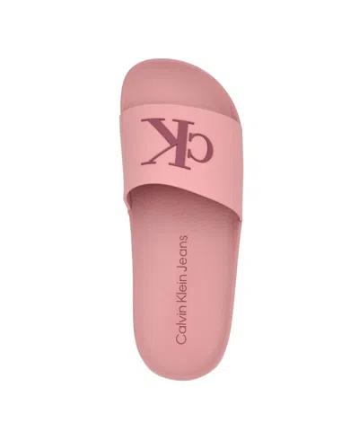 Calvin Klein Women's Arin Logo Pool Slide Sandals In White