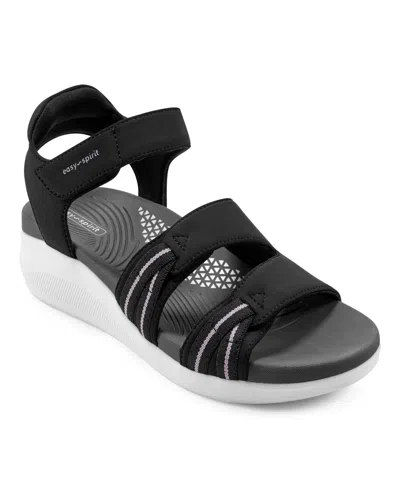 Shop Easy Spirit Women's Weber Round Toe Strappy Casual Sandals In Black