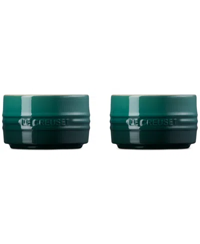 Le Creuset Stoneware Round Ramekin Straight Wall Set In Artichaut