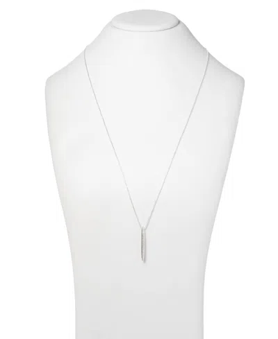 Shop Ralph Lauren Lauren  Sterling Silver Pave Sculpted Bar 40" Adjustable Pendant Necklace In Crystal Wh