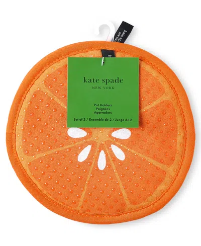Kate Spade Squeeze The Day And Spring Gingham Pot Holder 2-pack In Orange
