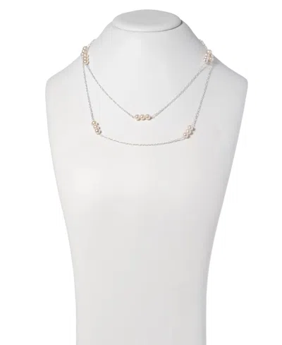 Shop Ralph Lauren Lauren  Sterling Silver Genuine Freshwater Pearl 42" Station Necklace In White