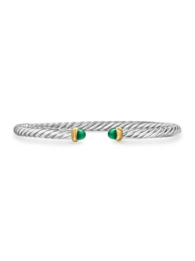 Shop David Yurman Women's Cable Flex Bracelet In Sterling Silver In Green Onyx