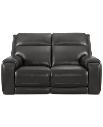 Shop Macy's Varsani 67" Zero Gravity Leather Loveseat, Created For  In Charcoal