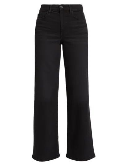 Shop Frame Women's Le Slim Palazzo Mid-rise Crop Jeans In Black Thorn