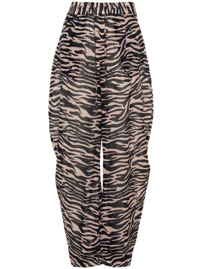 Shop Attico Black Zebra-print Cotton Trousers - Women's - Cotton In Brown