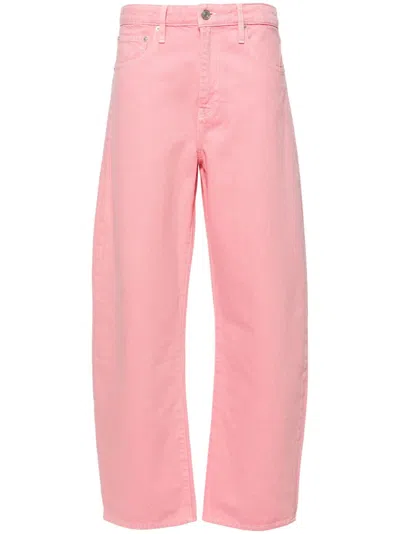 Shop Frame Long Barrel Tapered Jeans - Women's - Cotton In Pink