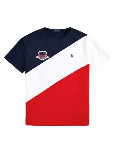 Shop Polo Ralph Lauren Men's Flag Stripes Cotton T-shirt In Refined Navy Multi