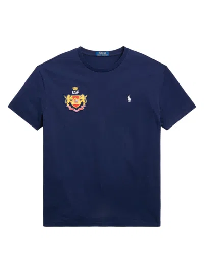 Shop Polo Ralph Lauren Men's Crest Patch Cotton T-shirt In Refined Navy