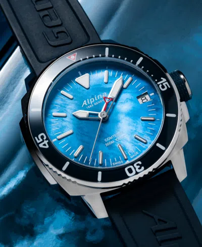 Shop Alpina Women's Swiss Seastrong Diver Comtesse Blue Rubber Strap Watch 34mm