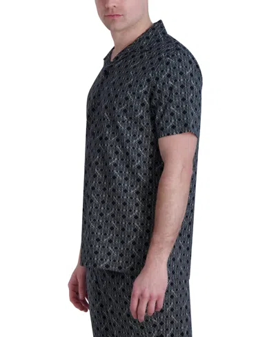 Shop Karl Lagerfeld Men's Woven Geometric Shirt, Created For Macy's In Blk,wht