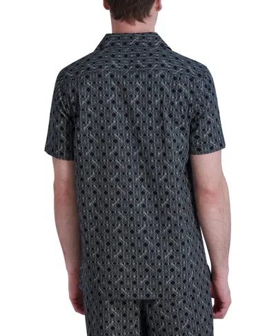 Shop Karl Lagerfeld Men's Woven Geometric Shirt, Created For Macy's In Blk,wht