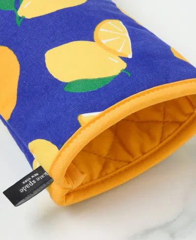 Shop Kate Spade Lemon Party Oven Mitt Navy 2-pack In Navy Blue,yellow