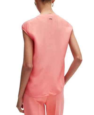 Shop Hugo Boss Boss By  Women's Cap-sleeved Regular-fit Blouse In Open Pink