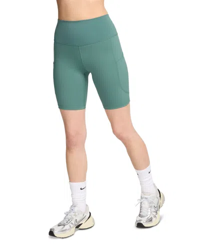 Shop Nike Women's One High-waisted Side-pocket Bike Shorts In Bicoastal,black