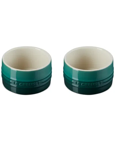 Le Creuset Stoneware Round Ramekin Straight Wall Set In Cerise