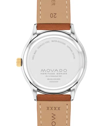Movado Men's Swiss Calendoplan Cognac Brown Leather Strap Watch 40mm In Brown